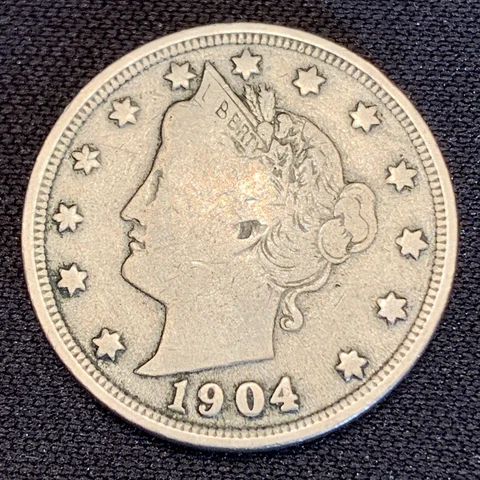 VF 1904 Liberty V Nickel Coin  FREE SHIPPING Cover