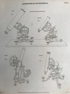 1816 Antique Print; Astronomical Instruments from The Cyclopaedia of Arts etc - Picture 1 of 2
