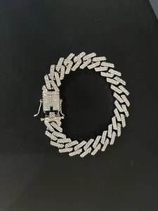 Iced Hip Hop Miami Cuban Link Bracelet 14k Gold Plated Brass 13mm 8” 42.2 Grams - Picture 1 of 6