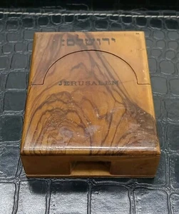 Antique Jerusalem Yerushalyim Olive Wood Pocket Watch Holder Box ca. 1890 - Picture 1 of 12
