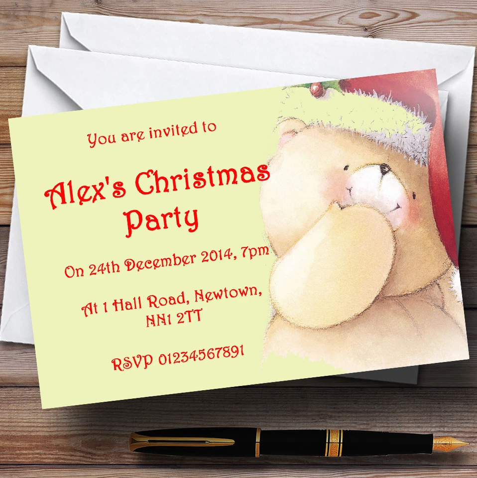 Adorable Bear Personalised Christmas Party Invitations - Image 1 of 1
