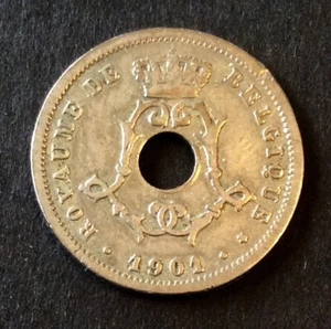 Belgique - Léopold II - Rare monnaie de 5 Centimes 1901 FR type Michaux (3) - Picture 1 of 2