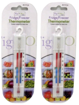 2 Pack Fridge Freezer Thermometer Temperature Checker Hanging Hook Kitchen - Image 1 of 4