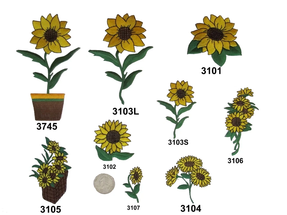 Sunflower Embroidery Iron On Applique Patch - Image 1 of 1