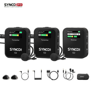 Wireless Lavalier Microphone,SYNCO G2(A2) Lapel Mic for DSLR Camera Dual-Channel