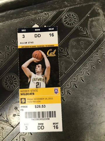 weber state  Wildcats  Ticket  cal dec 16,2011 Cover