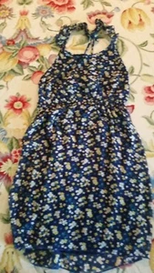 NWT Ya Los Angeles Junior's Size L Blue Floral Halter Dress - Picture 1 of 2