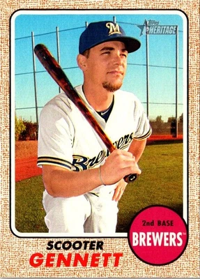 2017 Topps Heritage Scooter Gennett #262 Milwaukee Brewers Baseball Card - Image 1 of 2