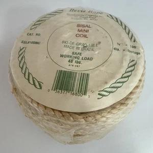 Gedrehtes Seil Sisal 1/4 Zoll x 100 Fuß 48 Pfund Arbeitslast Bevis Seil Sisal Mini Spule - Bild 1 von 7