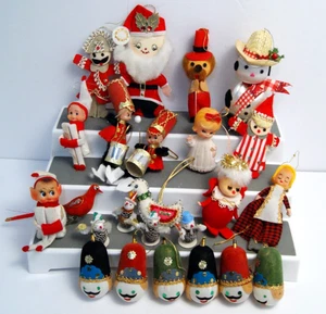 VTG Christmas Ornaments Japan Elf Knee Hugger Felt Pine Cone & MORE MCM READ - Picture 1 of 22
