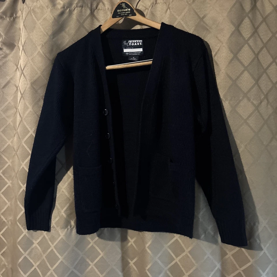 Cárdigan Tostado Francés Talla 14 Juvenil Azul Tejido Suéter Manga Larga Botón Delantero Foto 1 de 3