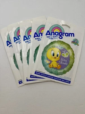 Looney Tunes Tweety 18” Milar Baby Shower Balloon WB Vintage 90’s Y2K Lot Of 5. - Image 1 of 2
