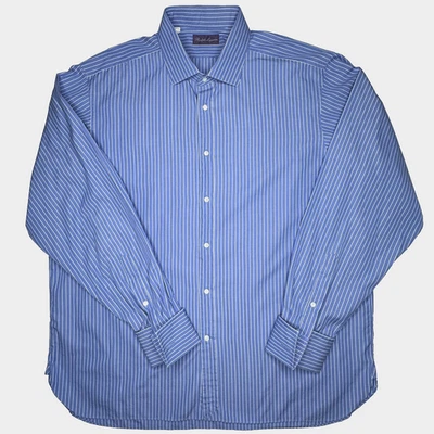 Camisa de vestir Ralph Lauren etiqueta púrpura para hombre 18/37 azul a rayas hecha en Italia Foto 1 de 4