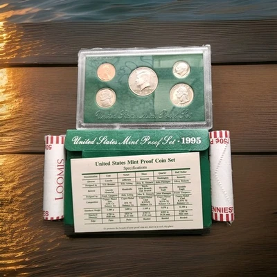 Juego de prueba Estados Unidos 1995 con 2 rollos de centavos Foto 1 de 2