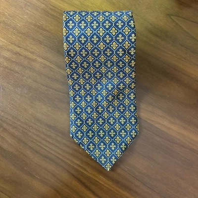 Corbata de seda geométrica GAP Premium azul oro amarillo hecha en EE. UU. Foto 1 de 4