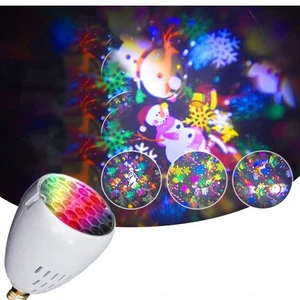 E27 Christmas LED Snowman Projection Light Lamp DJ Disco Snowflake Lights Bulb - Picture 1 of 7