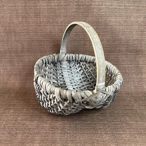 Vintage Handmade Oak Butt Egg Basket – 10″ x 11″ – God’s Eye Weave – Farmhouse - Picture 1 of 11