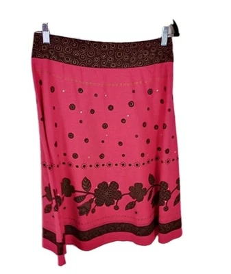 Liz Claiborne  womans sz. 8 fusia pink floral fit to flare skirt S22 - Image 1 of 4