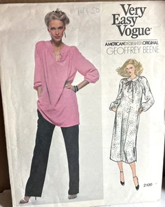 Vogue American Designer Pattern 2100 Geoffrey Beene abito tunica pantaloni non tagliati taglia 14 - Foto 1 di 2