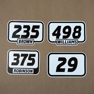Custom Race Number With Name Vinyl Self Adhesive Sticker Car Motorbike Bike - Picture 1 of 28