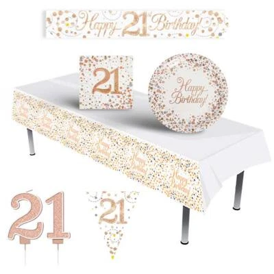 OAKTREE 21st Birthday Party Banners Decorations Balloons Supplies Tableware - Rose Gold