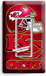 KANSAS CITY CHIEFS FOOTBALL TEAM SINGLE GFCI LIGHT SWITCH WALL PLATE COVER DECOR - Picture 1 of 1
