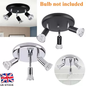 3 Way GU10 LED Ceiling Light Fitting, Spotlight Adjustable Ceiling Kitchen Light - Picture 1 of 16