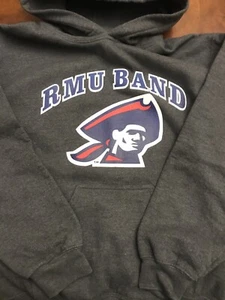 ROBERT MORRIS UNIVERSITY BAND Felpa con cappuccio Uomo SMALL GILDAN Grigio RMU - Foto 1 di 3