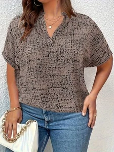 Camicetta top grande casual manica corta scollo a V - Foto 1 di 6