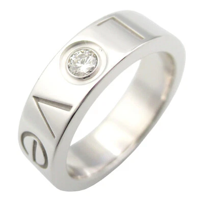CARTIER любовь кольцо 1PDiamond кольцо 18KWG белое золото б/у женщин США размер 4,5 #48 - Изображение 1 из 4
