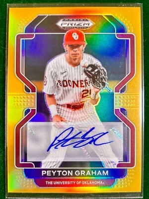 2022 PEYTON GRAHAM Panini Prizm Draft Picks Gold Prizm Auto 10/10 Oklahoma - Image 1 of 2