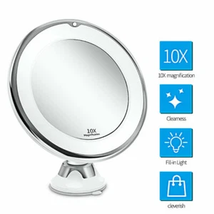 10X Magnifying Mirror With LED Lights Make Up Shaving Illuminated Cosmetic UK - Picture 1 of 12