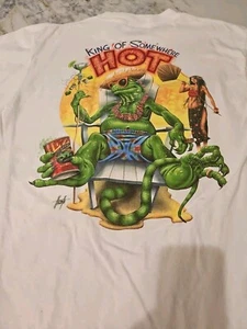 Vintage Single Stitch White T Shirt XL King of Somewhere Hot 1989 - Picture 1 of 12
