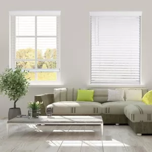 2" Cordless Faux Wood Horizontal Blinds Shades Room Darkening White 34" x 48" - Picture 1 of 5