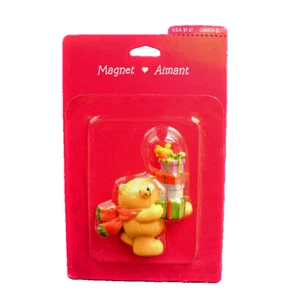 Hallmark MAGNET Christmas Vintage Teddy BEAR BROWNSWORD GIFTS & Bird 1990s NEW - Picture 1 of 4