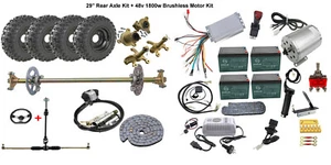 Kit Eje Trasero Go Kart 29" Ruedas 6" Neumático 48V 1800W Kit Motor Eléctrico Hágalo Usted Mismo Piezas - Imagen 1 de 12