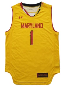 Maryland Terrapins #1 GOLD Basketball Jersey L XL Under Armour Terps NEW - Picture 1 of 5