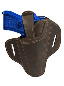 New Barsony Ambidextrous Brown Leather Pancake Holster for Full Size 9mm 40 45 - Picture 1 of 10