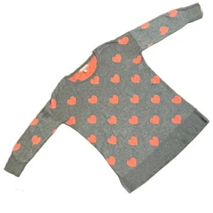 Suéter Banana Republic Petite XS Pullover Gris Rosa Corazones Manga 3/4 Preppy - Imagen 1 de 11