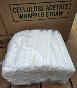 Disposable Plastic Drinking Straws - 8.25" Individually Paper Wrapped Clear 450 - Picture 1 of 4