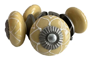 Lote 4 perillas de cocina gabinete cerámica estaño amarillo mostaza margarita 20283115 4527 - Imagen 1 de 8