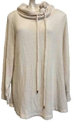 Suéter feminino Sharagano marfim branco malha cisne super macio tamanho XL - Imagem 1 de 4