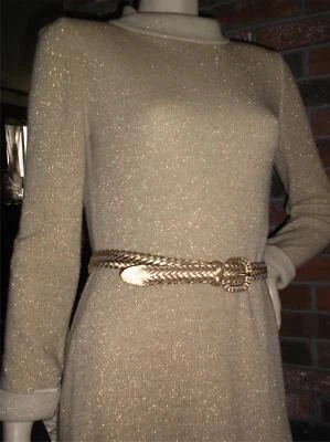 Vestido de noite vintage XS 60s Bergdorf Goodman Plaza NY dourado coxo com cinto MCM MUITO BOM ESTADO - Imagem 1 de 4