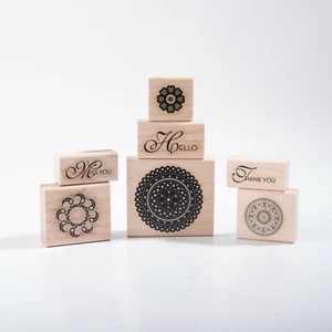 Stampin Up Lacy & Lovely Set of 7 Wood Rubber Stamps Mandala Medallions New - Picture 1 of 10