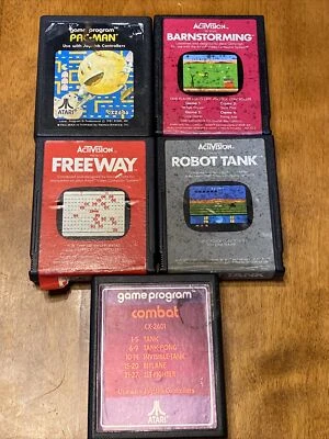 Atari 2600 Game Cartridge Lot Of 5 Activision ROBOT TANK FREEWAY COMBAT PACMAN + - Image 1 of 4