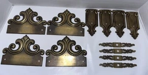 12 PC Lot Belwith Antique Brass Appliqués Edges Decorative Furniture Plates - Picture 1 of 16