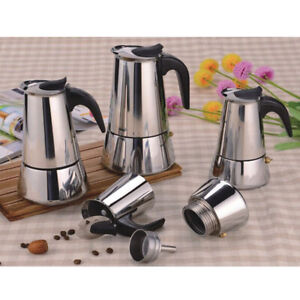 Metal Espresso Maker Stovetop Moka Coffee Pot Stainless Steel Latte Percolator