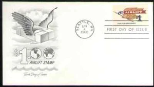 US. 1341. $1. Eagle Holding Pennant, Airlift Issue. Artmaster FDC. 1968 - Picture 1 of 1