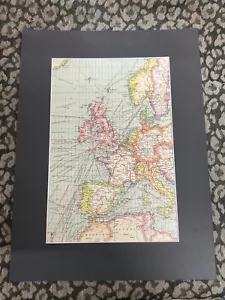 Genuine Antique Mounted Map , Printed 1902 , EUROPE TRANSPORT ,LARGE - Picture 1 of 4