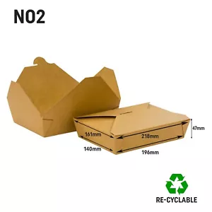 No. 2 cajas de comida de cartón Kraft con tapas plegables cajas para llevar biodegradables - Imagen 1 de 13